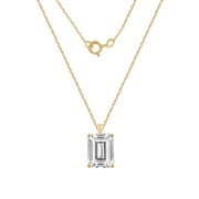 DIAMONBLISS 10K Real Solid Gold Solitaire Necklace for Women | 10K Yellow Gold Emerald Cut Pendant Necklace | 0.5 Carat Cubic Zirconia CZ Diamond Simulant