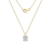 DIAMONBLISS 10K Real Solid Gold Solitaire Necklace for Women | 10K Yellow Gold Oval Cut Pendant Necklace | 0.5 Carat Cubic Zirconia CZ Diamond Simulant