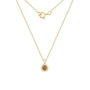 DIAMONBLISS 10K Real Solid Gold Solitaire November Birthstone Necklace for Women | 10K Yellow Gold Bezel Round Cut Birthstone Pendant Necklace | 0.25 Carat Cubic Zirconia CZ Citrine Simulant