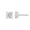 thumbnail image 1 of DIAMONBLISS 10K Real Solid Gold Stud Earrings for Women | 10K White Gold Princess Cut Solitaire Studs | 3 carat Cubic Zirconia CZ Diamond Simulant, 1 of 5