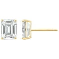 thumbnail image 1 of DIAMONBLISS 10K Real Solid Gold Stud Earrings for Women | 10K Yellow Gold Emerald Cut Solitaire Studs | 1 carat Cubic Zirconia CZ Diamond Simulant, 1 of 5