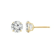 DIAMONBLISS 10K Real Solid Gold Stud Earrings for Women | 10K Yellow Gold Round Cut Solitaire Studs | 1/2 carat Cubic Zirconia CZ Diamond Simulant