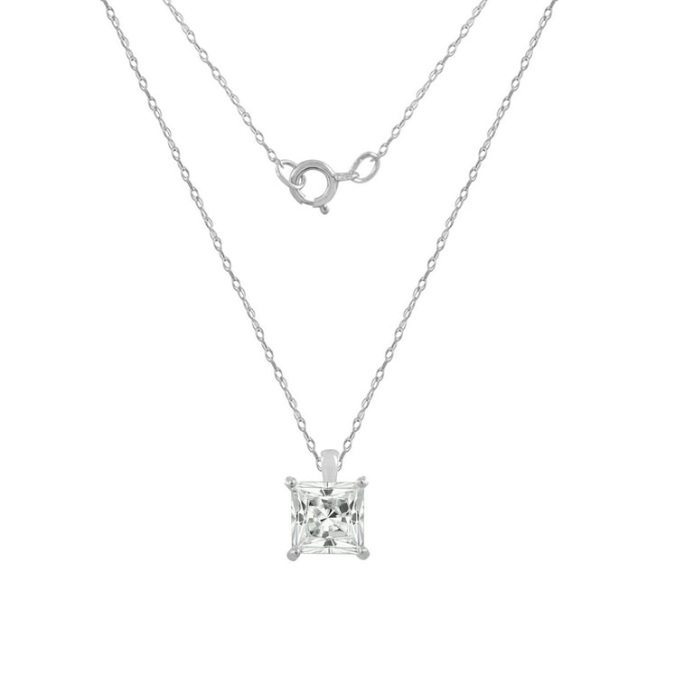 DIAMONBLISS 14K Real Solid Gold Solitaire Necklace for Women
