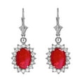 thumbnail image 1 of DIAMOND AND JULY BIRTHSTONE RUBY WHITE GOLD DANGLING EARRINGS, 1 of 1