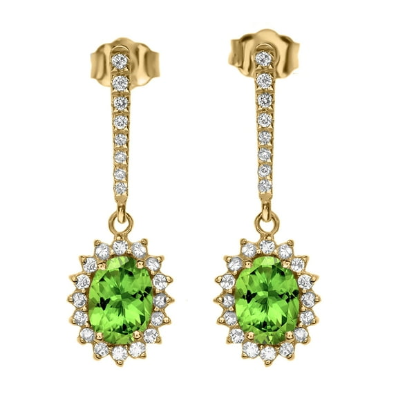 DIAMOND AND PERIDOT YELLOW GOLD ELEGANT EARRINGS