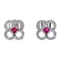 thumbnail image 1 of DIAMOND AND RUBY 4 LEAF CLOVER WHITE GOLD STUD EARRINGS, 1 of 1