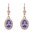 thumbnail image 1 of DIAMOND AND TANZANITE OVAL LEVERBACK EARRINGS IN ROSE GOLD - 14K, 1 of 1