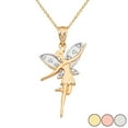 thumbnail image 1 of DIAMOND ANGEL FAIRY PENDANT NECKLACE IN GOLD (YELLOW/ROSE/WHITE) :  14K  Pendant with 18" chain, 1 of 1