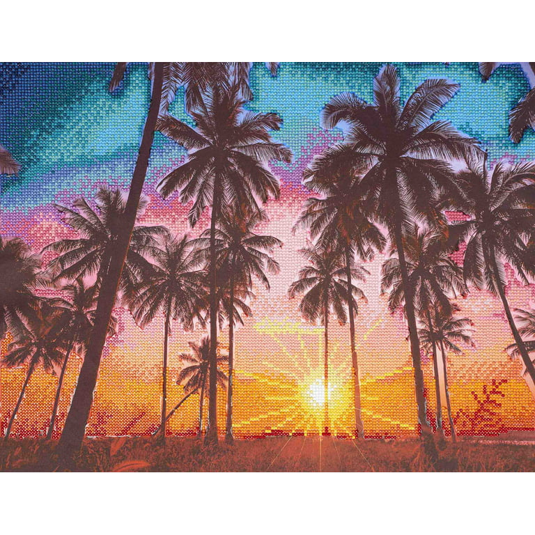  IPISSOI Diamond Painting Purple Tropical Sunset Landscape  Scenery Kit for Adults Full Round Drill Diamond Art Painting by Number Kits  Gem Art Wall Home Decor 12 x16 Inch