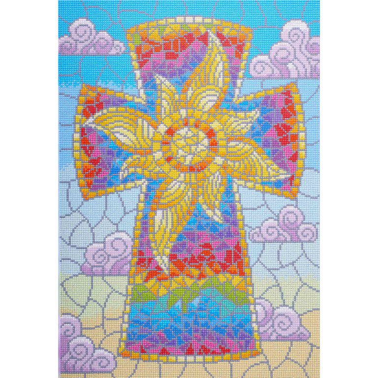 DIAMOND ART BY LEISURE ARTS Diamond Painting Kits For Adults 16x20  Advanced Stain Glass Cross, Full Drill, Diamond Art Kits, Dimond Art,  Diamond Art