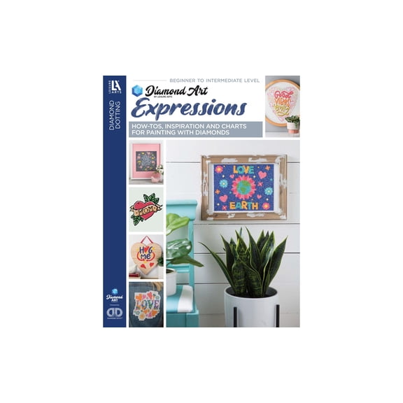 Diamond Art by Leisure Arts Expressions Painting Book, 10 Quote Diamond Dotz Freestyle Charts, Handbags Jackets Trays Notebooks and More, 32 Pages Softcover