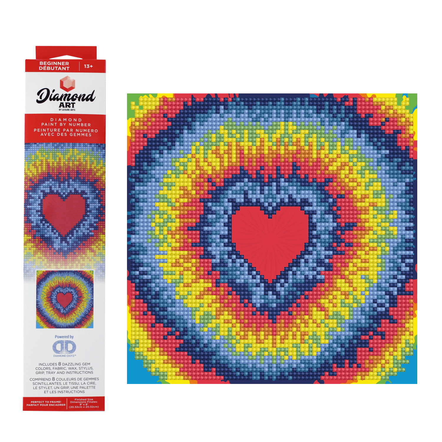 DIAMOND ART BY LEISURE ARTS Tie Dye Heart, 8