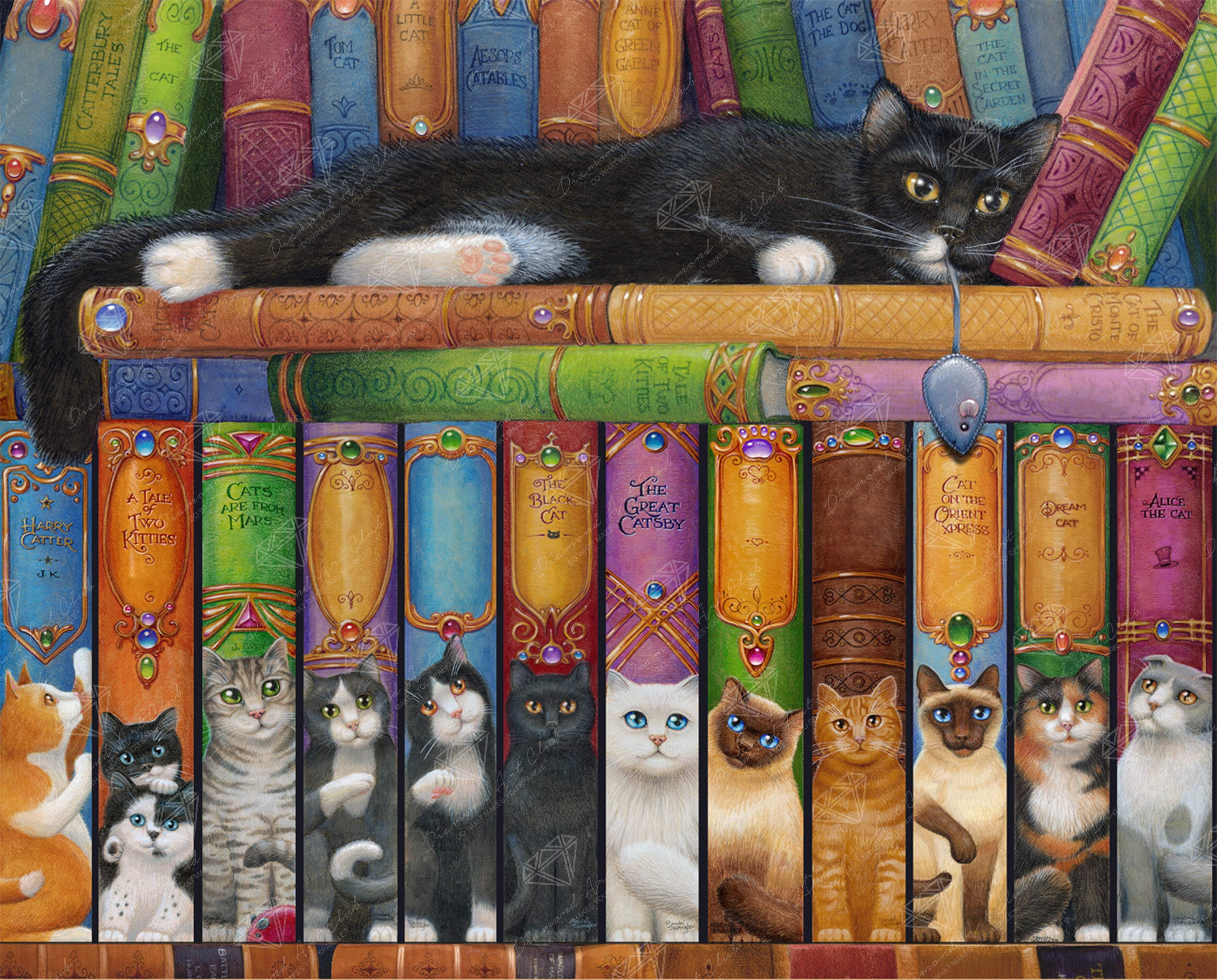 DIAMOND ART CLUB Cat Bookshelf Diamond Painting Kit