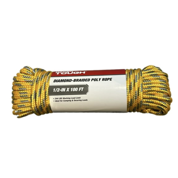 Hyper Tough 1/2 inch x 100 feet Gold Polypropylene Diamond-Braid Rope