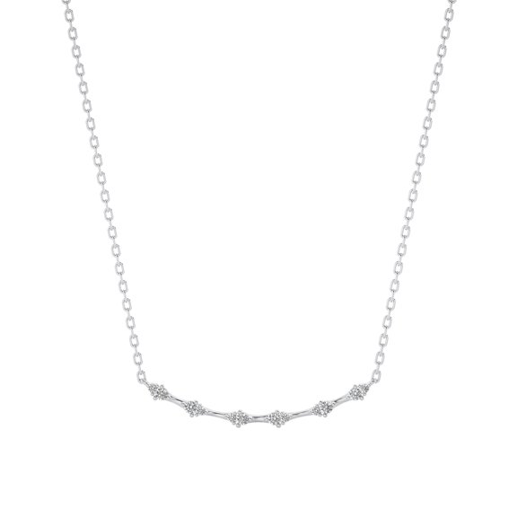 DIAMOND CLUB 0.33 Carat Lab Grown Diamond Curved Bar Diamond Necklace in 14K White Gold – Elegant Jewelry for Women Suitable for All Seasons