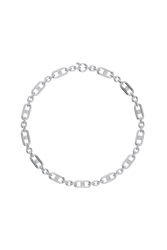 0.97 Carat Round Lab Grown Diamond Chain Necklace in 14K White Gold (VVS Clarity, F Color)