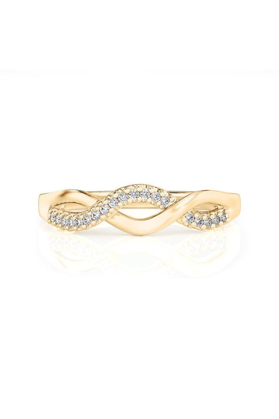 1/10 Carat Lab Grown Diamond Round Ring 14K Yellow Gold (VS1, F Color), Infinity Twist Style Ring