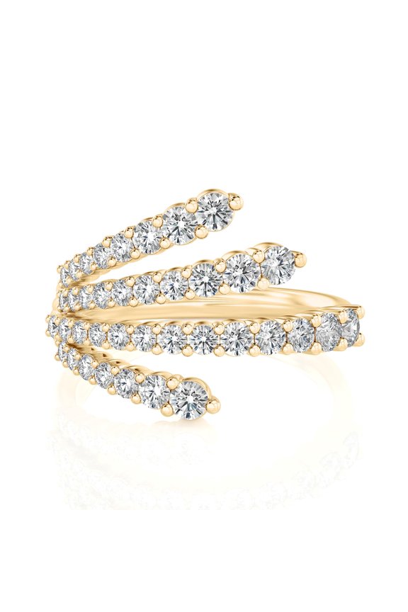 1/4 Carat Lab Grown Diamond Round Ring 14K Yellow Gold (VS1, F Color), Fan Style Ring