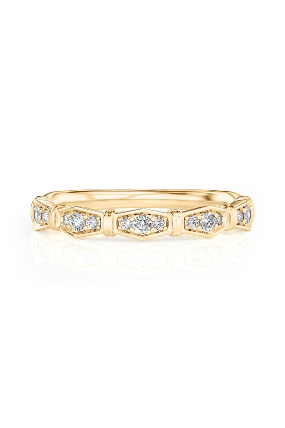 1/4 Carat Lab Grown Diamond Round Ring 14K Yellow Gold (VS1, F Color), Vintage Style Ring