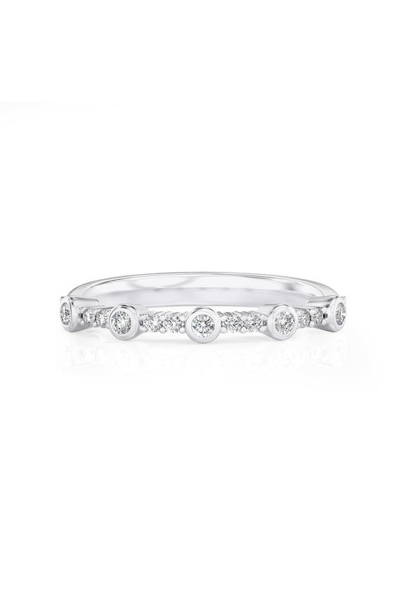 1/5 Carat Lab Grown Diamond Round Promise Rings 14K White Gold (VS1, F Color), In and Out Band Style Ring