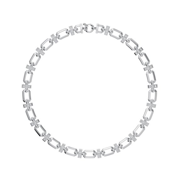 DIAMOND CLUB 1.5 Carat Round Lab Grown Diamond Chain Necklace in 14K White Gold (VVS Clarity, F Color)