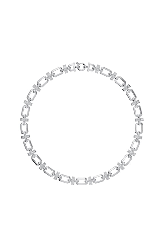 1.5 Carat Round Lab Grown Diamond Chain Necklace in 14K White Gold (VVS Clarity, F Color)