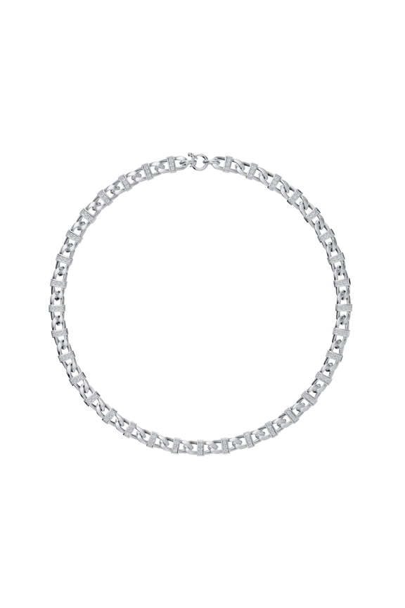 1.99 Carat Round Lab Grown Diamond Chain Necklace in 14K White Gold (VVS Clarity, F Color)