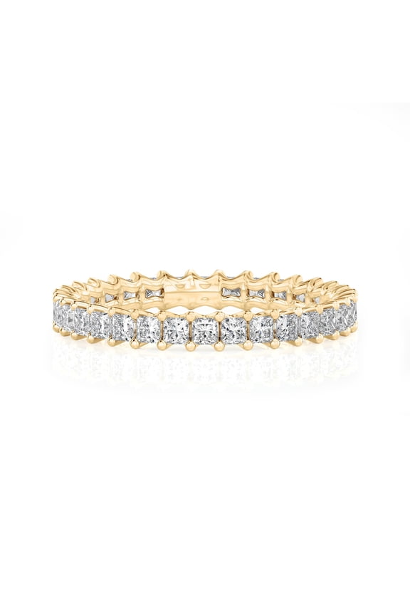 1 Carat Lab Grown Diamond Princess Eternity Ring 14K Yellow Gold (VS1, F Color), Eternity Style Ring