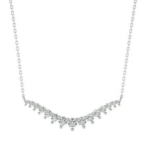 DIAMOND CLUB 1 Carat Lab Grown Diamond Shared Prong Curved Diamond Bar Necklace in 14K White Gold – Elegant Jewelry for Women Suitable for All Seasons