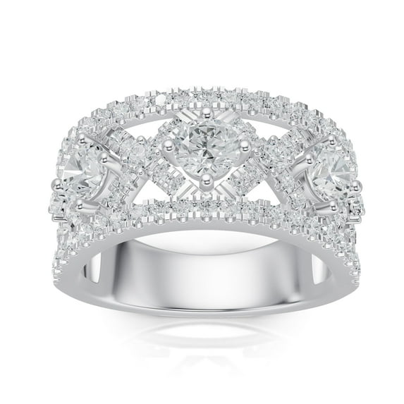 DIAMOND CLUB 2.21 Carat Lab Grown Round Diamond Anniversary Band Ring in 14K White Gold (VVS, F Color) – 81 Stones, Timeless Eternity Style, Sizes 5