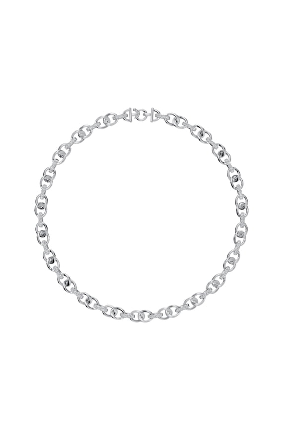 2.48 Carat Round Lab Grown Diamond Chain Necklace in 14K White Gold (VVS Clarity, F Color)