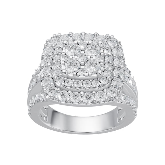 DIAMOND CLUB 2.5 Carat Lab Grown Diamond Engagement Ring in 14K White Gold (VVS, F Color) – 85 Round Stones, Composite Center Design, Sizes 5