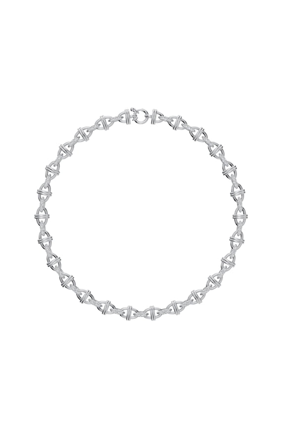 2.5 Carat Round Lab Grown Diamond Chain Necklace in 14K White Gold (VVS Clarity, F Color)