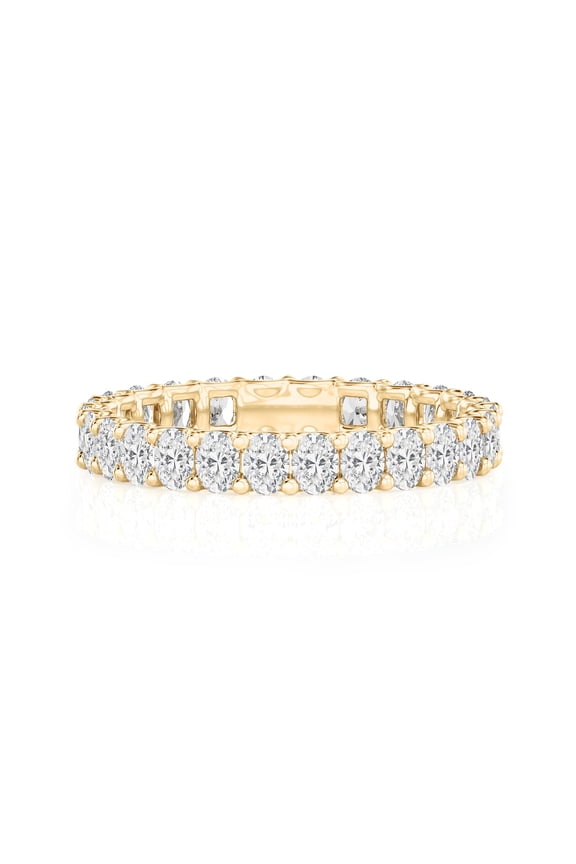 2 Carat Lab Grown Diamond Oval Eternity Ring 14K Yellow Gold (VS1, F Color), Eternity Style Ring