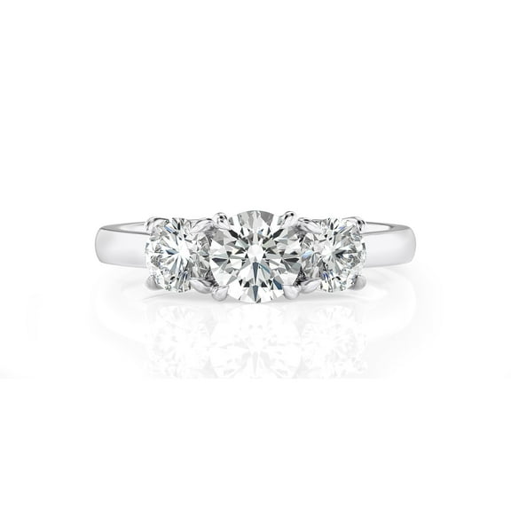 DIAMOND CLUB 2 Carat Lab Grown Diamond Round Engagement Ring 14K White Gold (VS1, F Color), Three Stone Style Ring