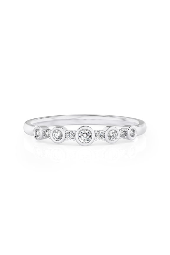 3/20 Carat Lab Grown Diamond Round Promise Rings 14K White Gold (VS1, F Color), Capri Band Style Ring