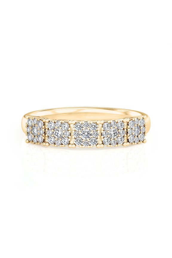 49/100 Carat Lab Grown Diamond Round Ring 14K Yellow Gold (VS1, F Color), Cluster Style Ring