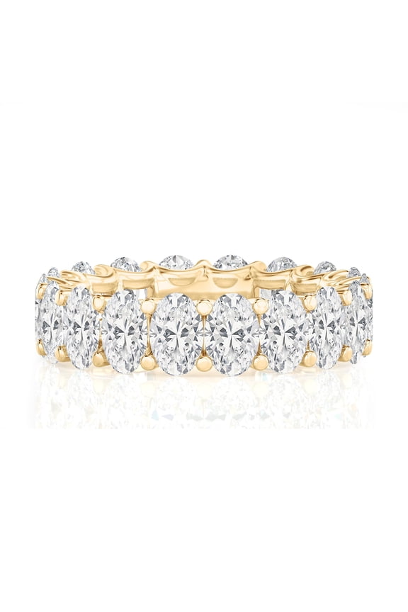 6 Carat Lab Grown Diamond Oval Eternity Ring 14K Yellow Gold (VS1, F Color), Eternity Style Ring