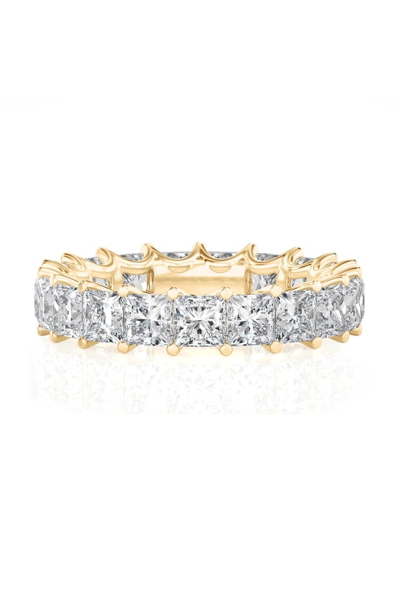 6 Carat Lab Grown Diamond Princess Eternity Ring 14K Yellow Gold (VS1, F Color), Eternity Style Ring