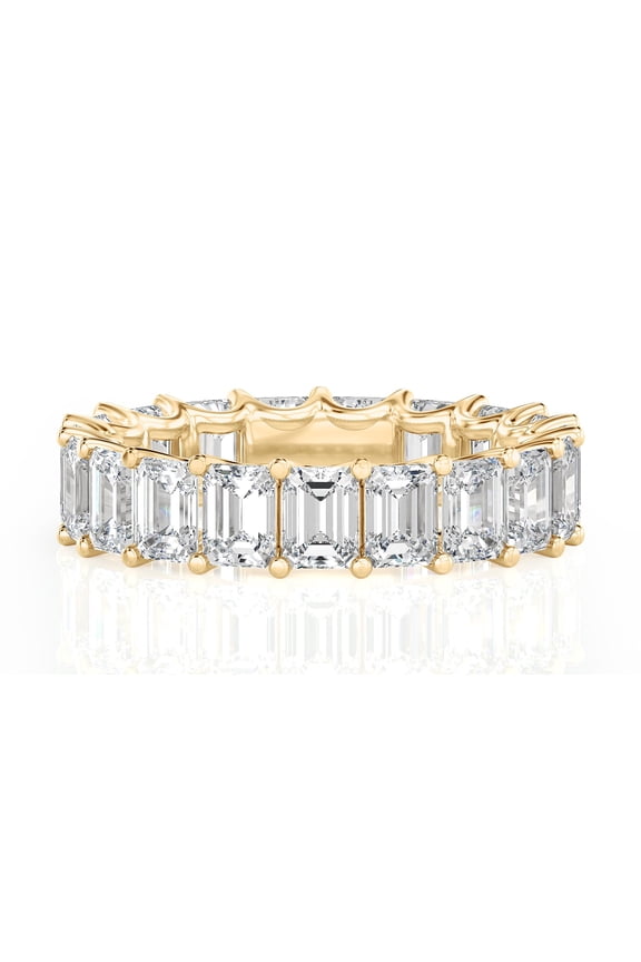 63/10 Carat Lab Grown Diamond Emerald Eternity Ring 14K Yellow Gold (VS1, F Color), Eternity Style Ring