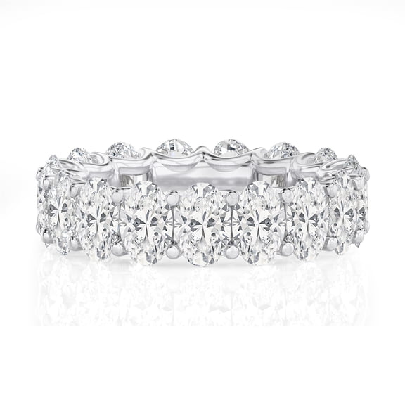 DIAMOND CLUB 7 Carat Lab Grown Diamond Oval Eternity Ring 14K White Gold (VS1, F Color), Eternity Style Ring
