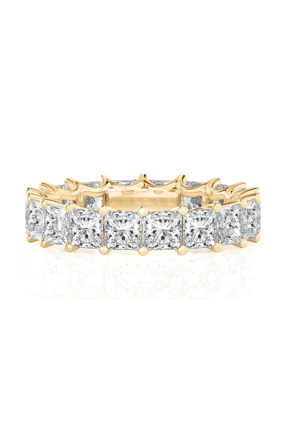 7 Carat Lab Grown Diamond Princess Eternity Ring 14K Yellow Gold (VS1, F Color), Eternity Style Ring