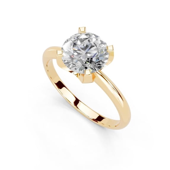 DIAMOND DOMAIN Certified Round Cut Classic Solitaire Lab Grown Diamond Engagement Wedding Anniversary Ring for Women 14K Yellow Gold 3.0 ct - Size 5.5