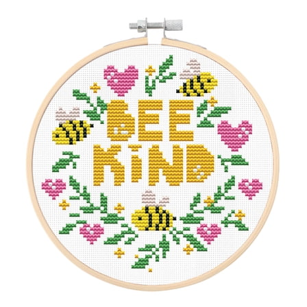 DIAMOND DOTZ® Bee Kind Special Edition No-Count Cross Stitch Kit - 5" Round
