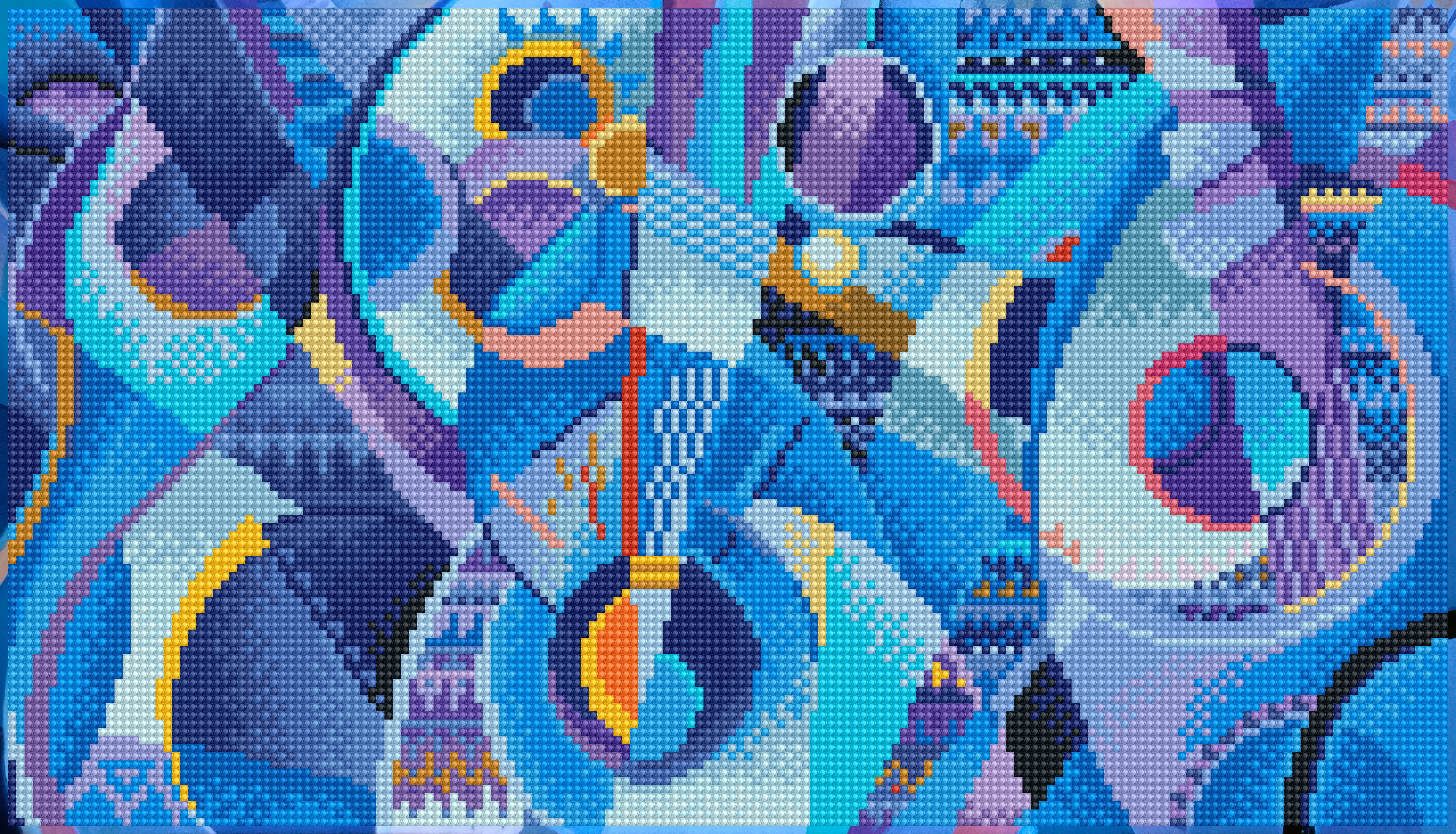 Abstract Blue and Purple Geometric Diamond Art Kit