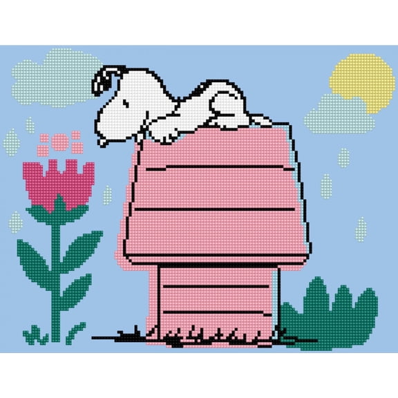 DIAMOND DOTZ® Dog House (Peanuts) Snoopy Diamond Painting Kit - 15.5" x 12"