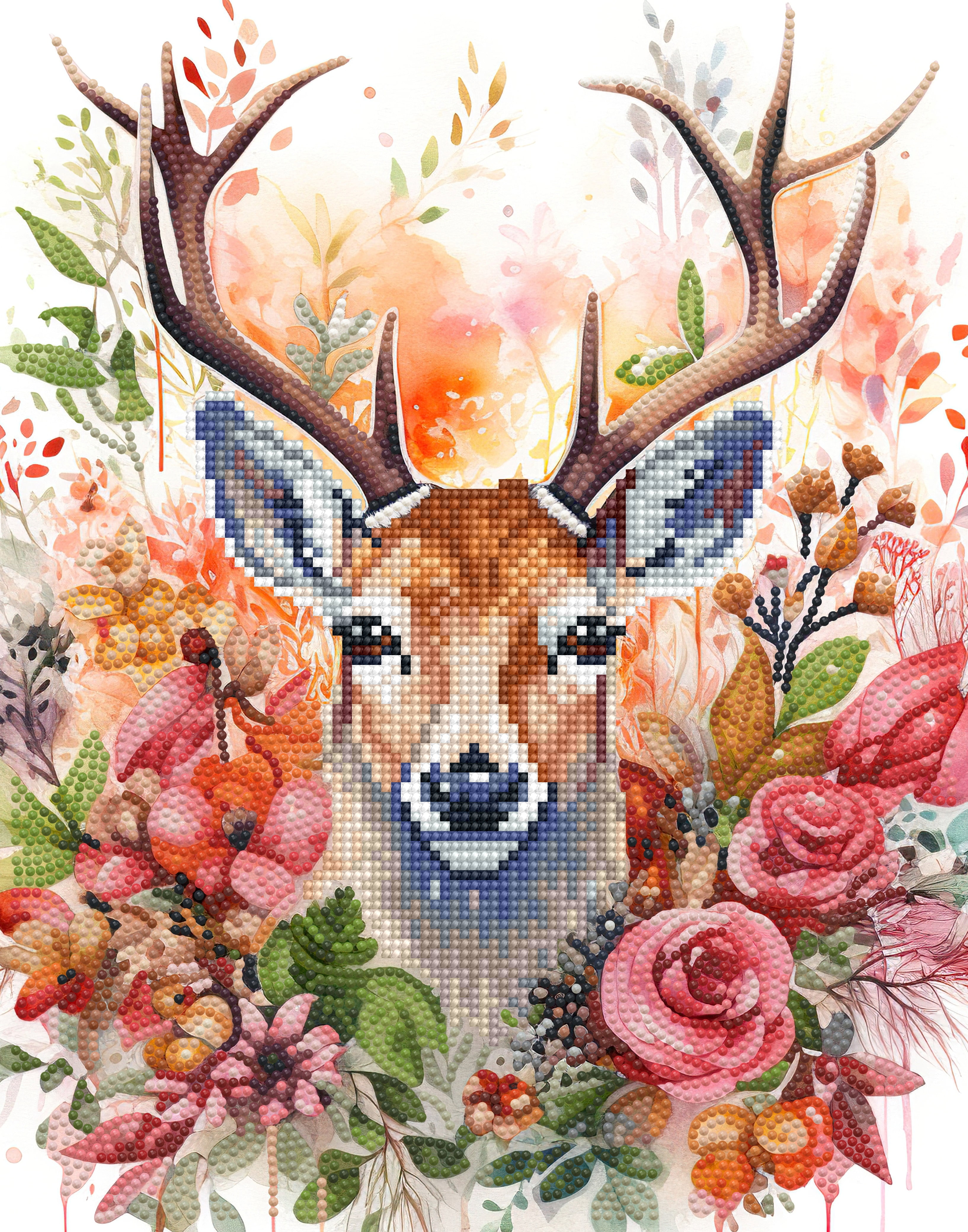 Special Edition Floral Deer Diamond Painting Kit with Vibrant Colors