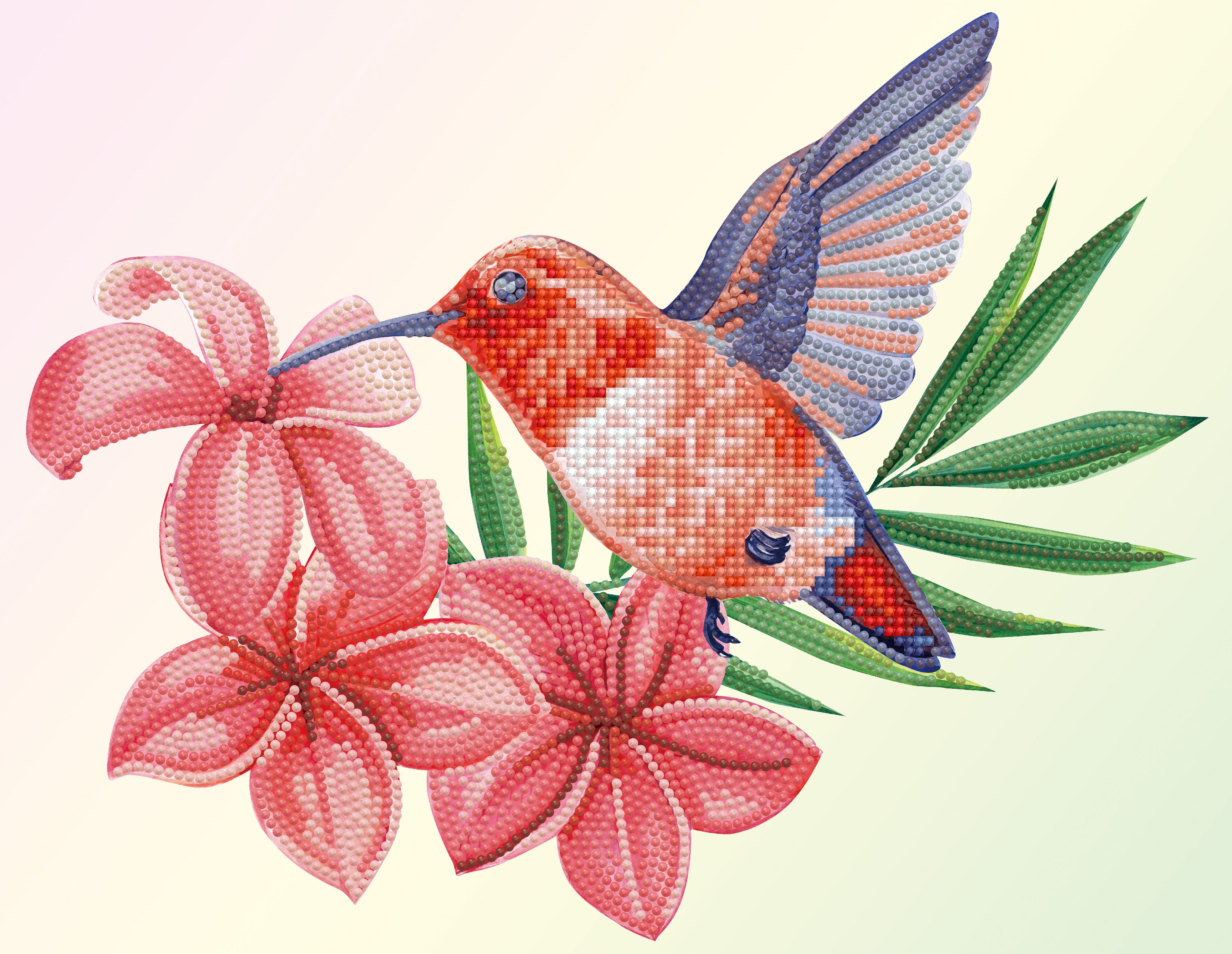 Diamondi - Diamond painting - SMALL COLOURFUL BIRD with pinched