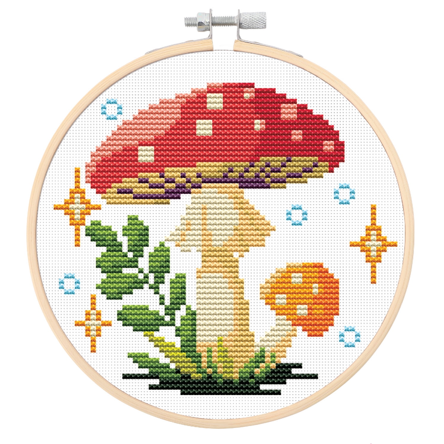 DIAMOND DOTZ® Mushroom Glen Special Edition No-Count Cross Stitch Kit - 5" Round