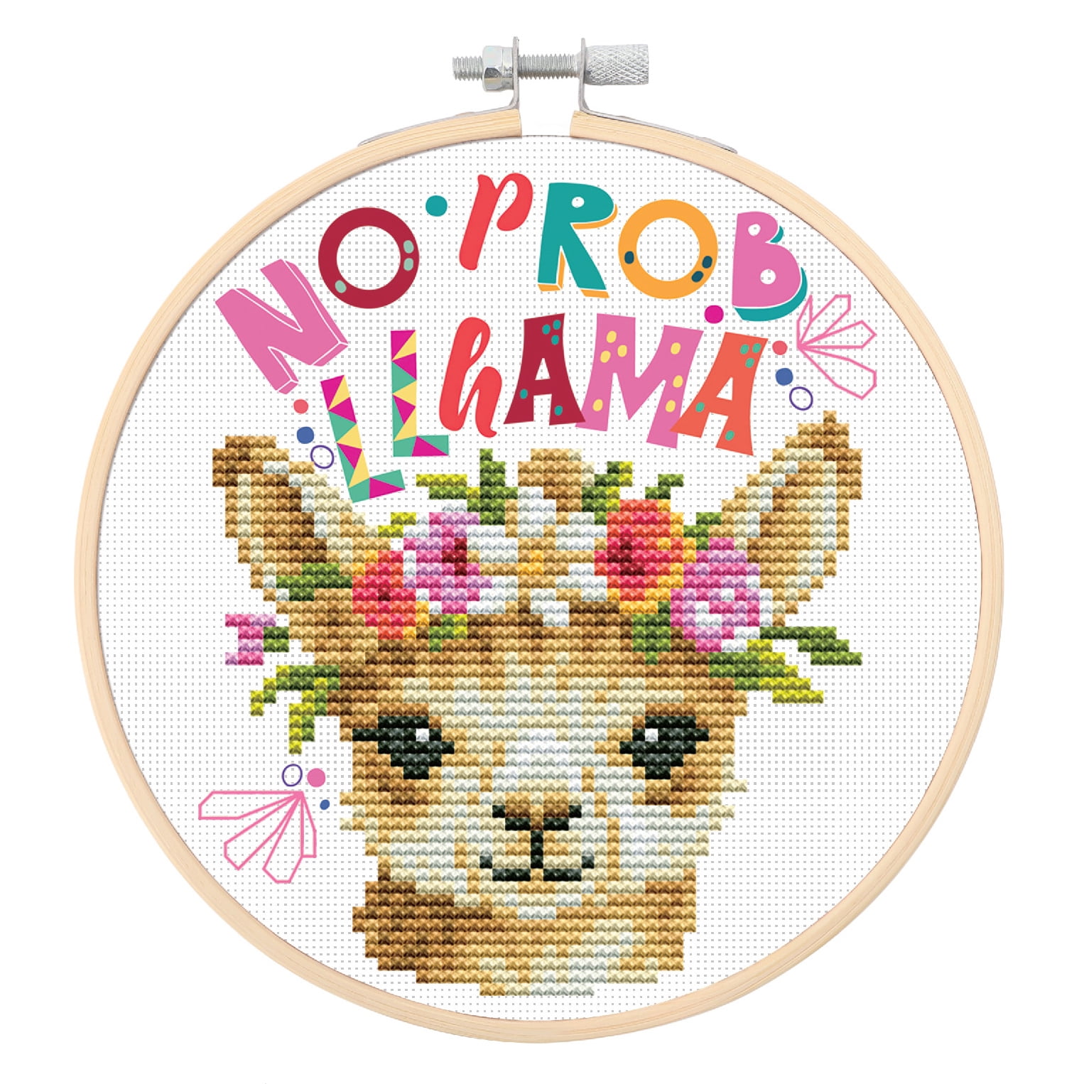 DIAMOND DOTZ® No ProbLlama Special Edition No-Count Cross Stitch Kit - 5" Round